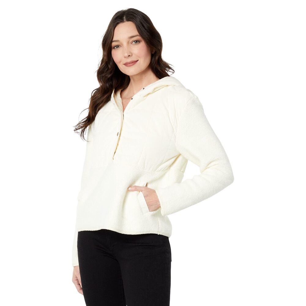 Mod-O-Doc Knit Sherpa Long Sleeve Mix Media Hooded Pullover Ivory MD (US 8-10)
